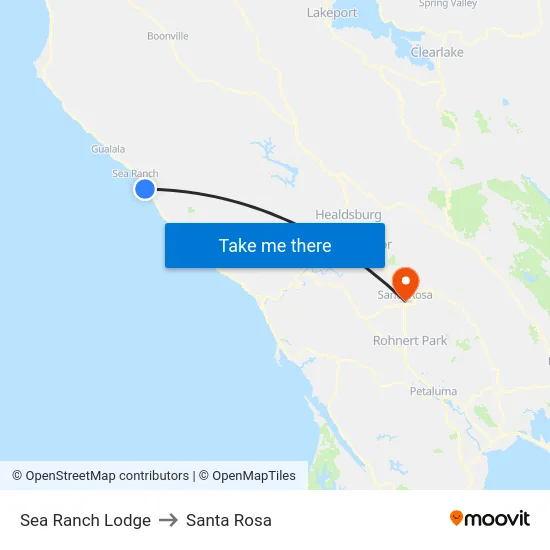 Sea Ranch Lodge to Santa Rosa map