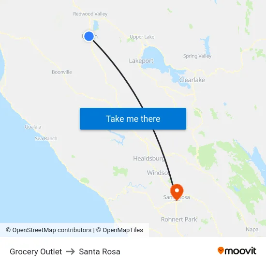 Grocery Outlet to Santa Rosa map