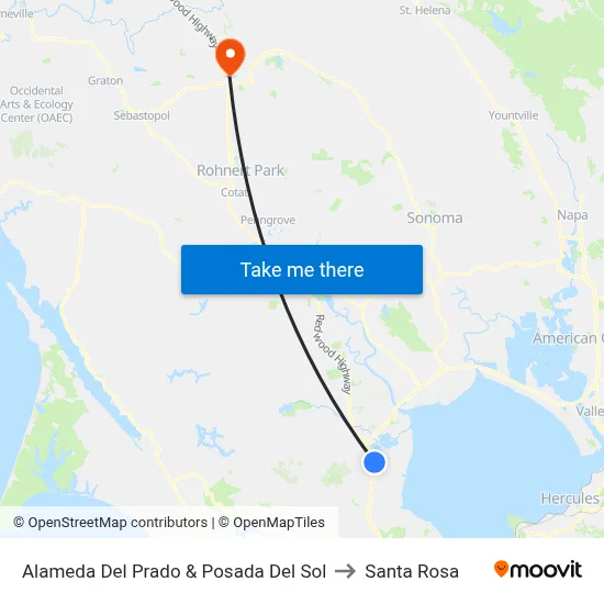 Alameda Del Prado & Posada Del Sol to Santa Rosa map