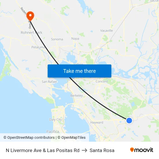 N Livermore Ave & Las Positas Rd to Santa Rosa map