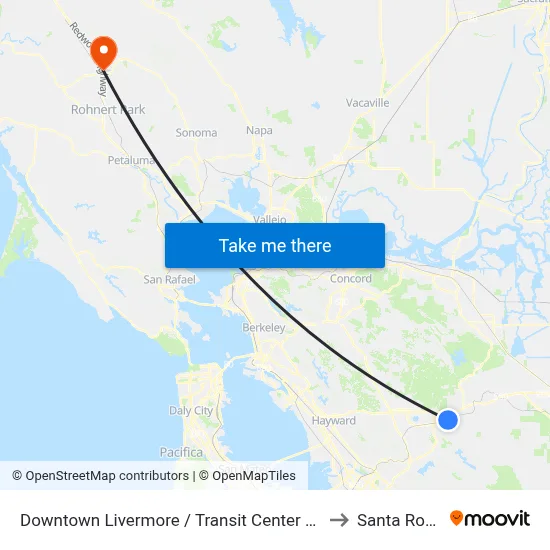 Downtown Livermore / Transit Center EB to Santa Rosa map