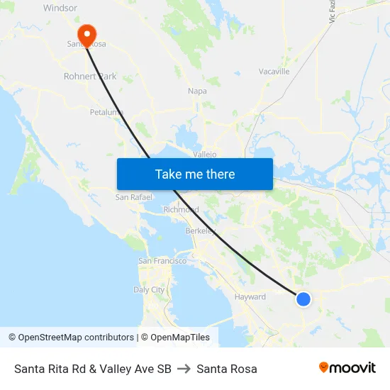 Santa Rita Rd & Valley Ave SB to Santa Rosa map