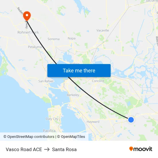 Vasco Road ACE to Santa Rosa map