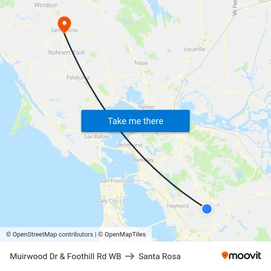 Muirwood Dr & Foothill Rd WB to Santa Rosa map
