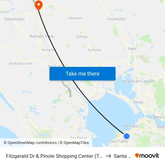 Fitzgerald Dr & Pinole Shopping Center (Target/Applebees) to Santa Rosa map