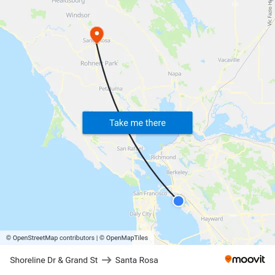 Shoreline Dr & Grand St to Santa Rosa map