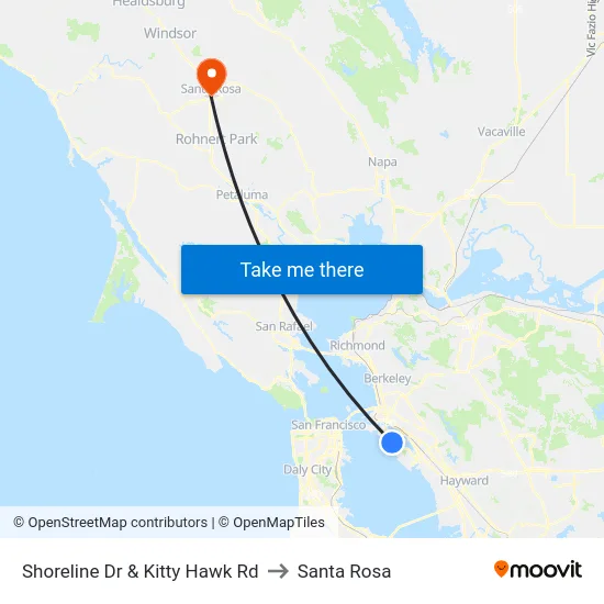 Shoreline Dr & Kitty Hawk Rd to Santa Rosa map