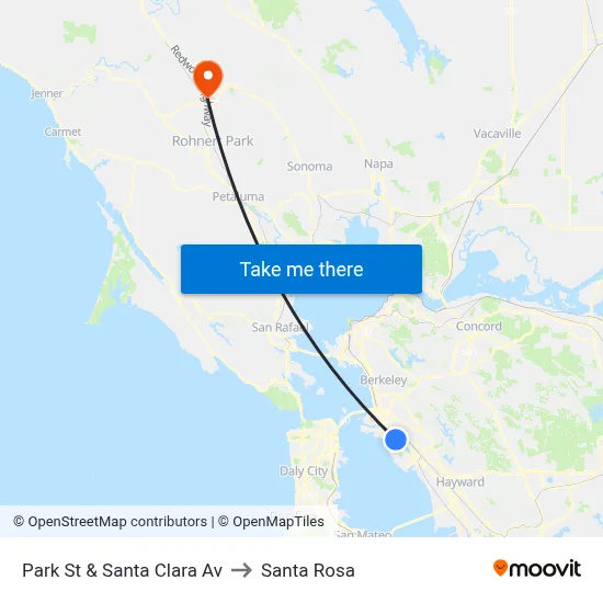 Park St & Santa Clara Av to Santa Rosa map