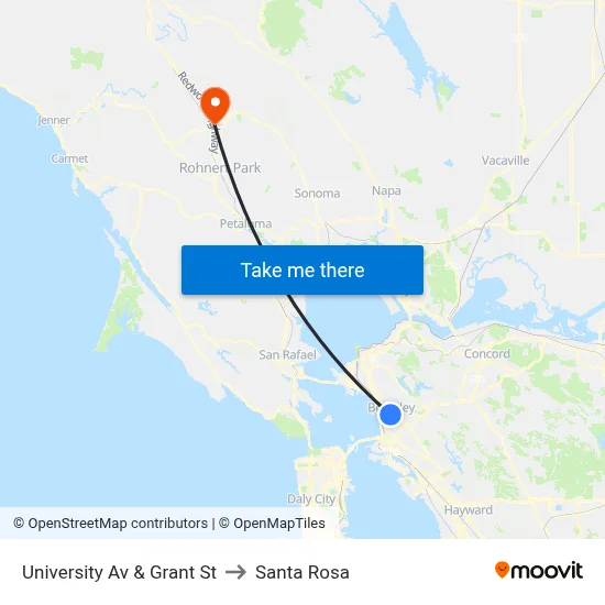 University Av & Grant St to Santa Rosa map