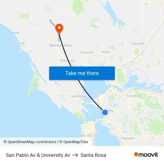 San Pablo Av & University Av to Santa Rosa map