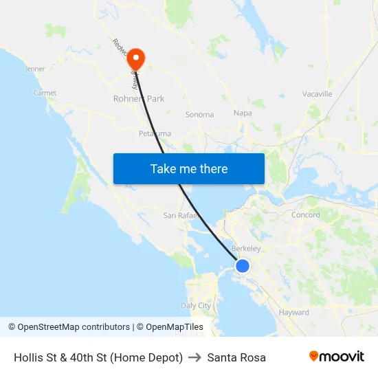 Hollis St & 40th St (Home Depot) to Santa Rosa map