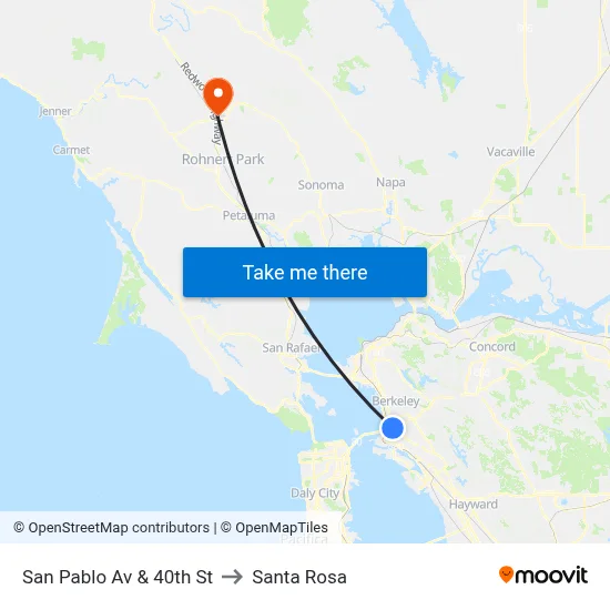 San Pablo Av & 40th St to Santa Rosa map
