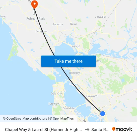 Chapel Way & Laurel St (Horner Jr High School) to Santa Rosa map