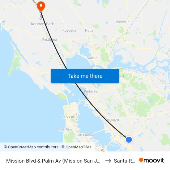 Mission Blvd & Palm Av (Mission San Jose High) to Santa Rosa map