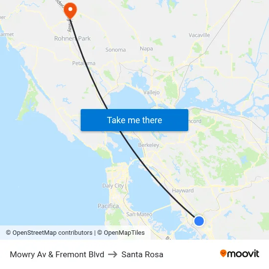 Mowry Av & Fremont Blvd to Santa Rosa map