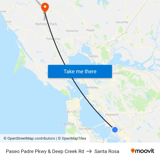 Paseo Padre Pkwy & Deep Creek Rd to Santa Rosa map
