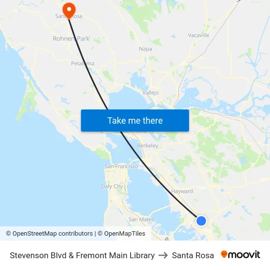 Stevenson Blvd & Fremont Main Library to Santa Rosa map