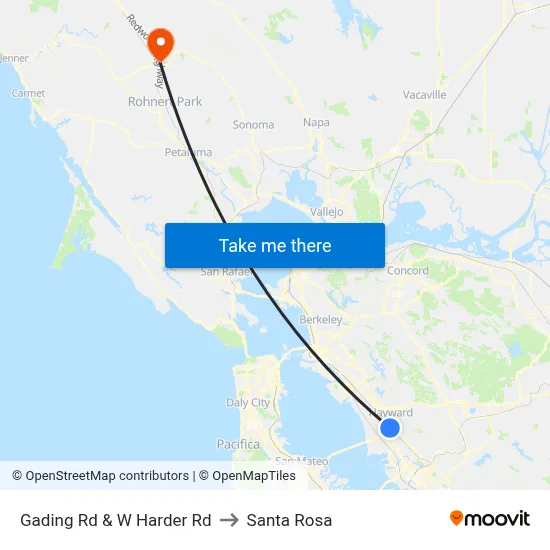 Gading Rd & W Harder Rd to Santa Rosa map