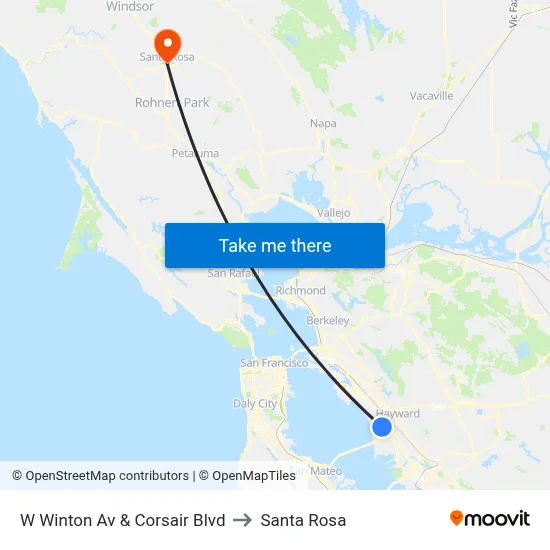 W Winton Av & Corsair Blvd to Santa Rosa map