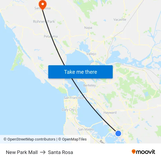 New Park Mall to Santa Rosa map