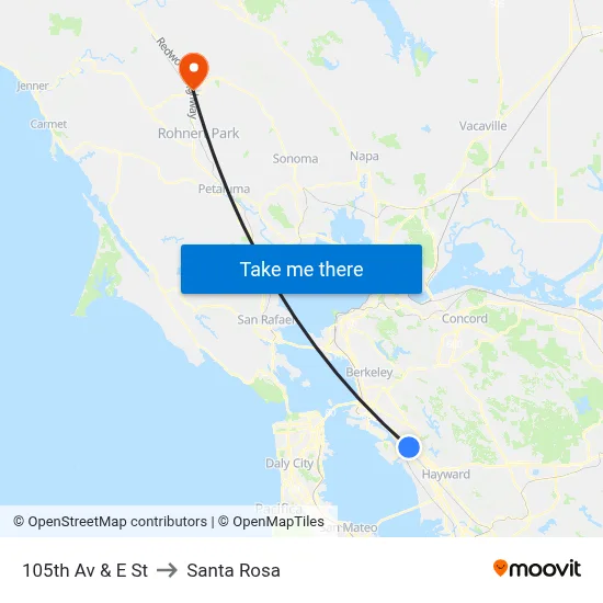 105th Av & E St to Santa Rosa map