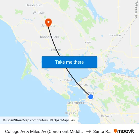 College Av & Miles Av (Claremont Middle School) to Santa Rosa map