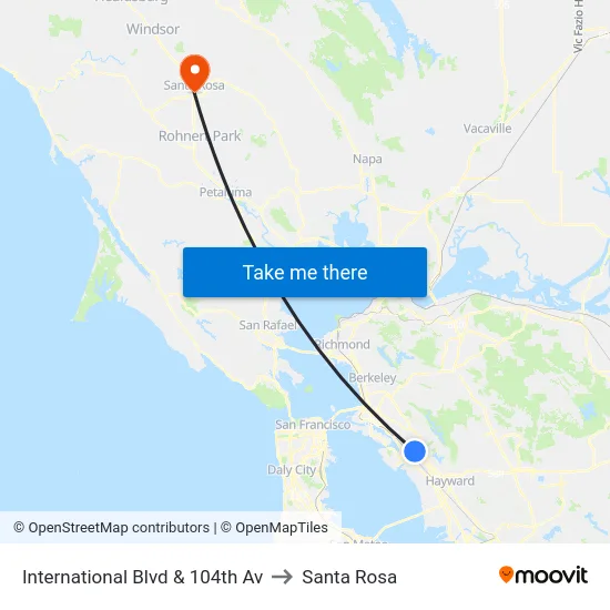 International Blvd & 104th Av to Santa Rosa map