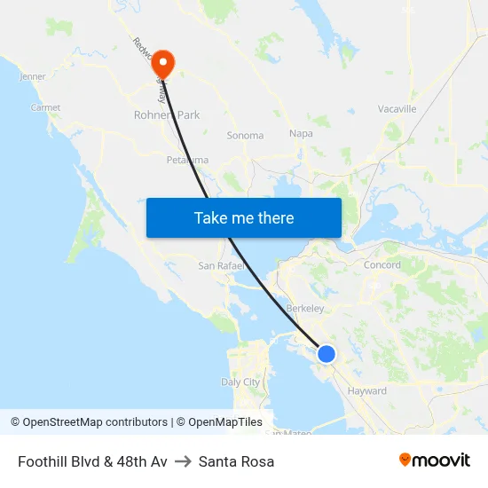 Foothill Blvd & 48th Av to Santa Rosa map