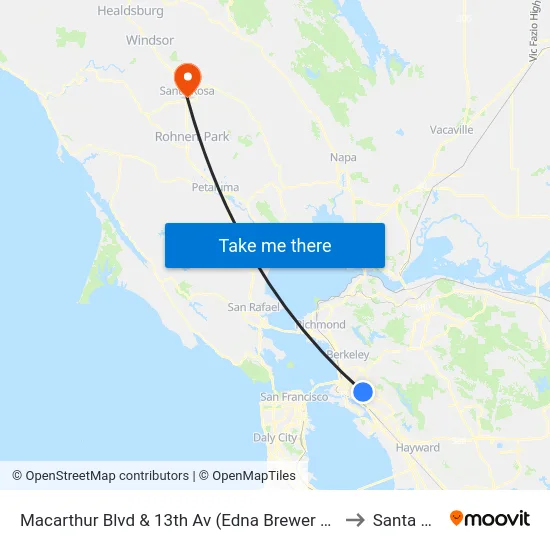 Macarthur Blvd & 13th Av (Edna Brewer Middle Sch.) to Santa Rosa map