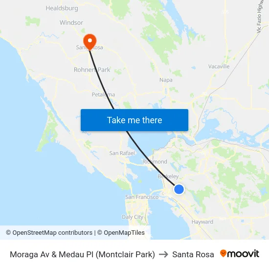 Moraga Av & Medau Pl (Montclair Park) to Santa Rosa map
