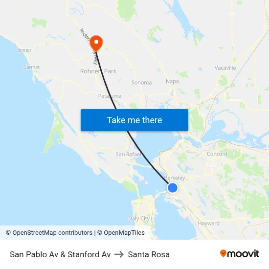 San Pablo Av & Stanford Av to Santa Rosa map