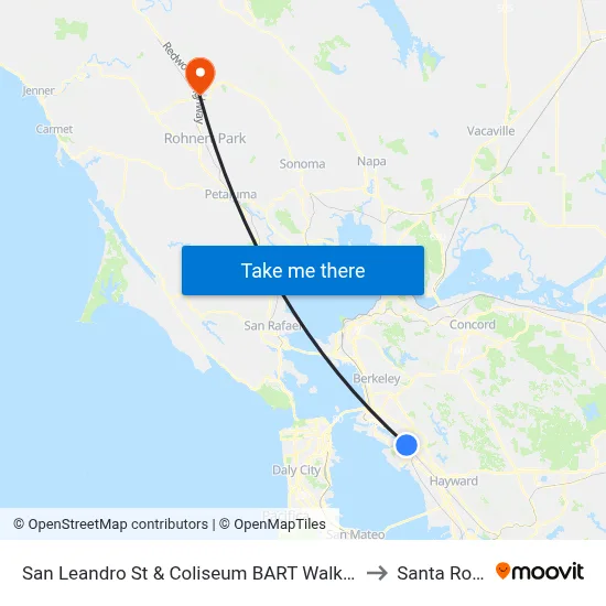 San Leandro St & Coliseum BART Walkway to Santa Rosa map