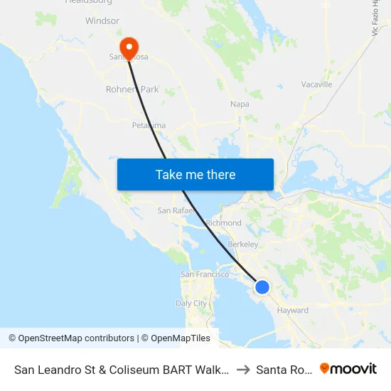 San Leandro St & Coliseum BART Walkway to Santa Rosa map