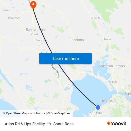 Atlas Rd & Ups Facility to Santa Rosa map