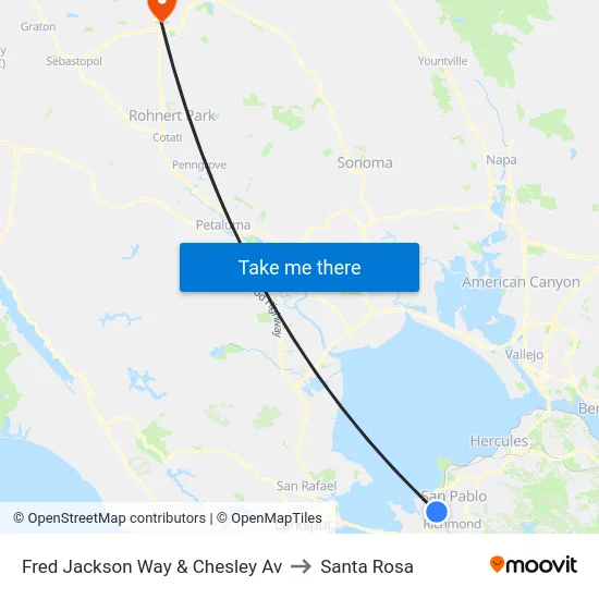 Fred Jackson Way & Chesley Av to Santa Rosa map