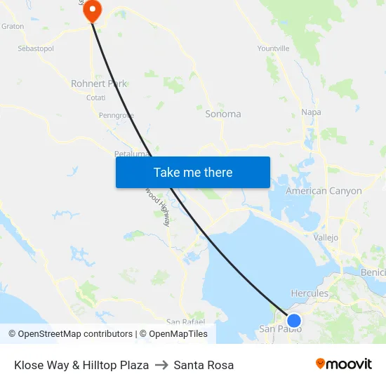 Klose Way & Hilltop Plaza to Santa Rosa map