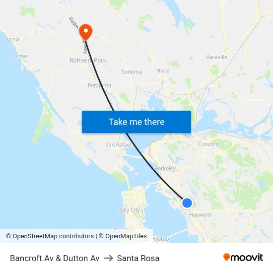 Bancroft Av & Dutton Av to Santa Rosa map