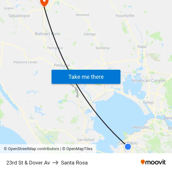23rd St & Dover Av to Santa Rosa map