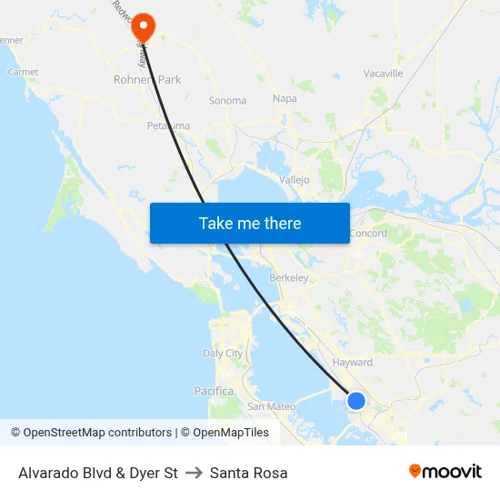 Alvarado Blvd & Dyer St to Santa Rosa map