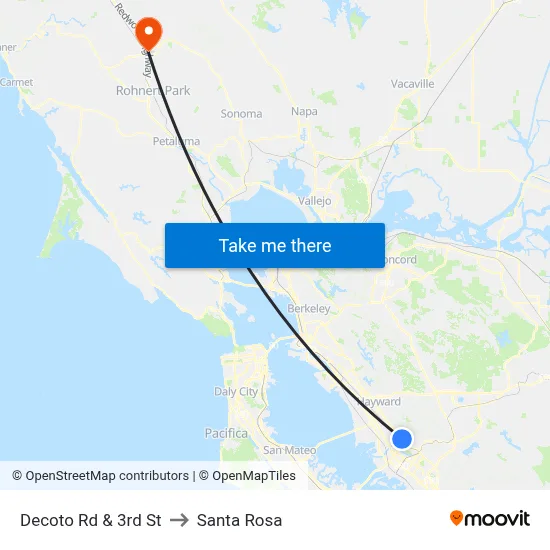 Decoto Rd & 3rd St to Santa Rosa map