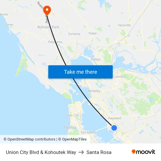 Union City Blvd & Kohoutek Way to Santa Rosa map