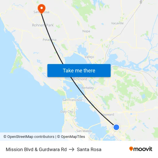 Mission Blvd & Gurdwara Rd to Santa Rosa map