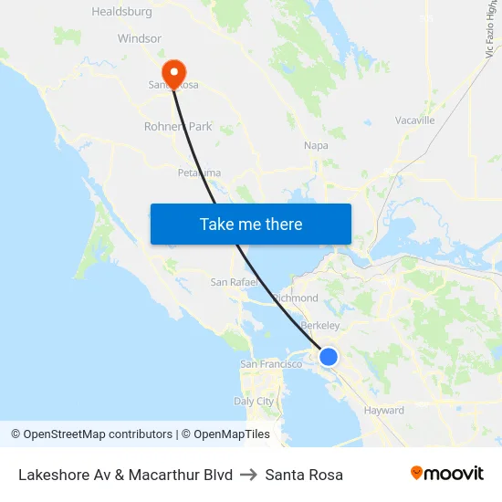Lakeshore Av & Macarthur Blvd to Santa Rosa map
