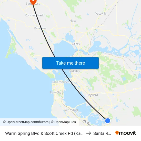 Warm Spring Blvd & Scott Creek Rd (Kato Rd) to Santa Rosa map
