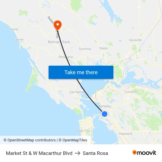 Market St & W Macarthur Blvd to Santa Rosa map