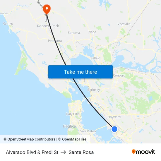 Alvarado Blvd & Fredi St to Santa Rosa map