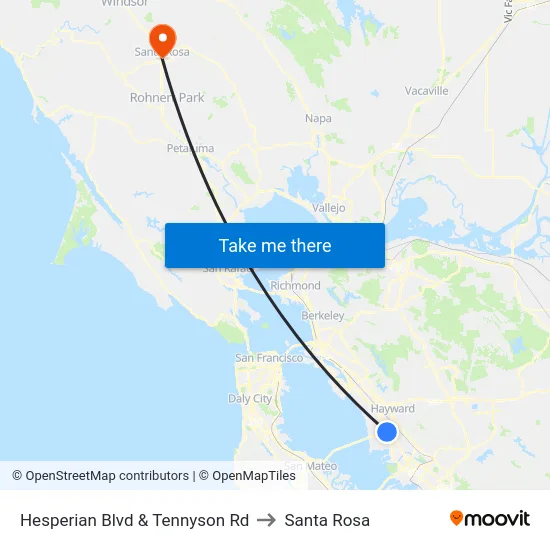 Hesperian Blvd & Tennyson Rd to Santa Rosa map