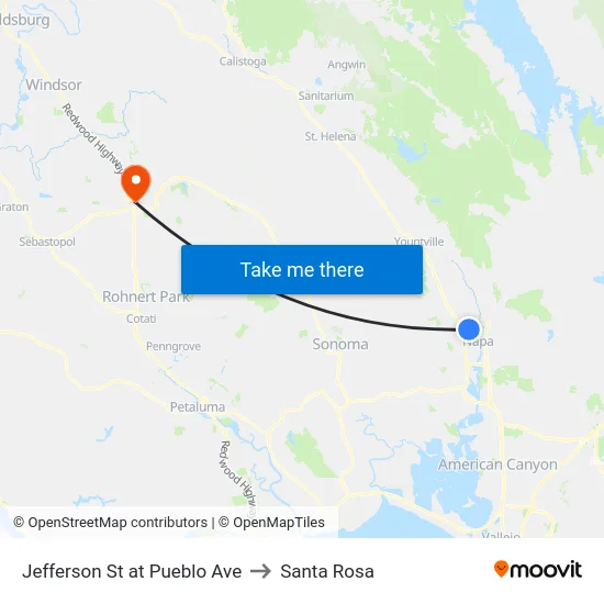 Jefferson St at Pueblo Ave to Santa Rosa map