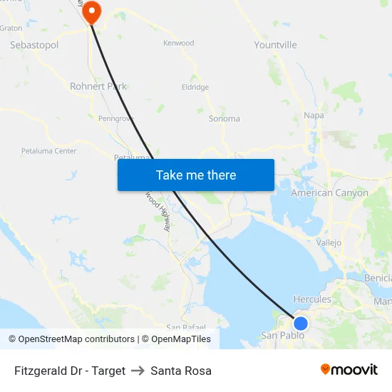 Fitzgerald Dr - Target to Santa Rosa map