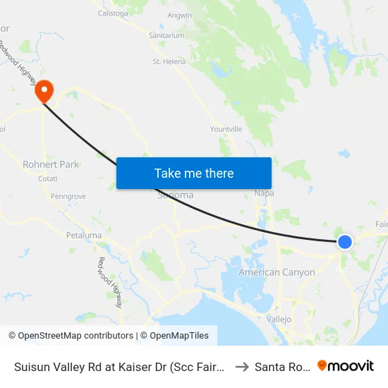 Suisun Valley Rd at Kaiser Dr (Scc Fairfield) to Santa Rosa map